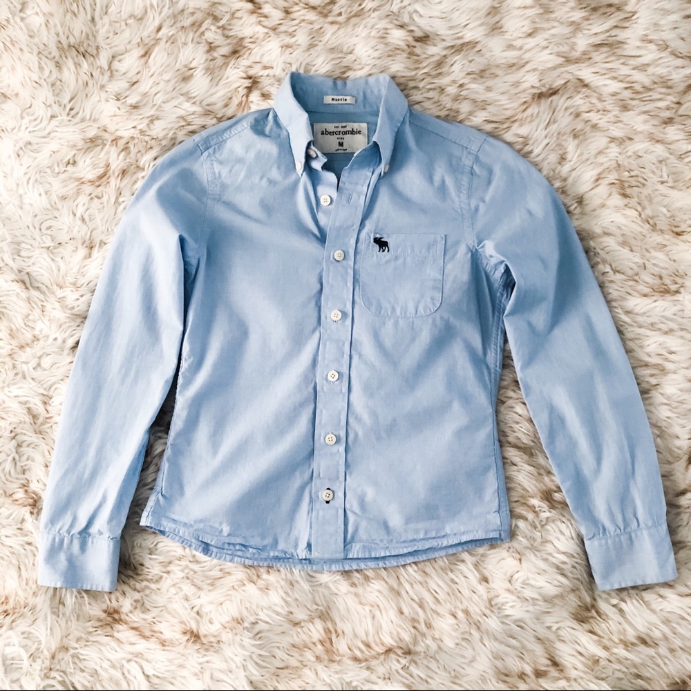 Abercrombie Boys Oxford Blue Button Down M 8